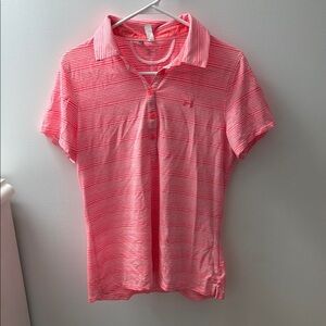 Under Armour Coral Striped Polo Shirt
